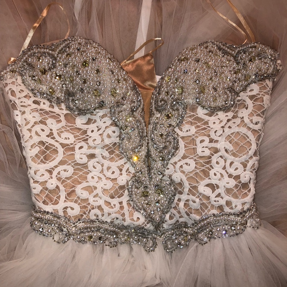Mac Duggal White Corset Princess Gown